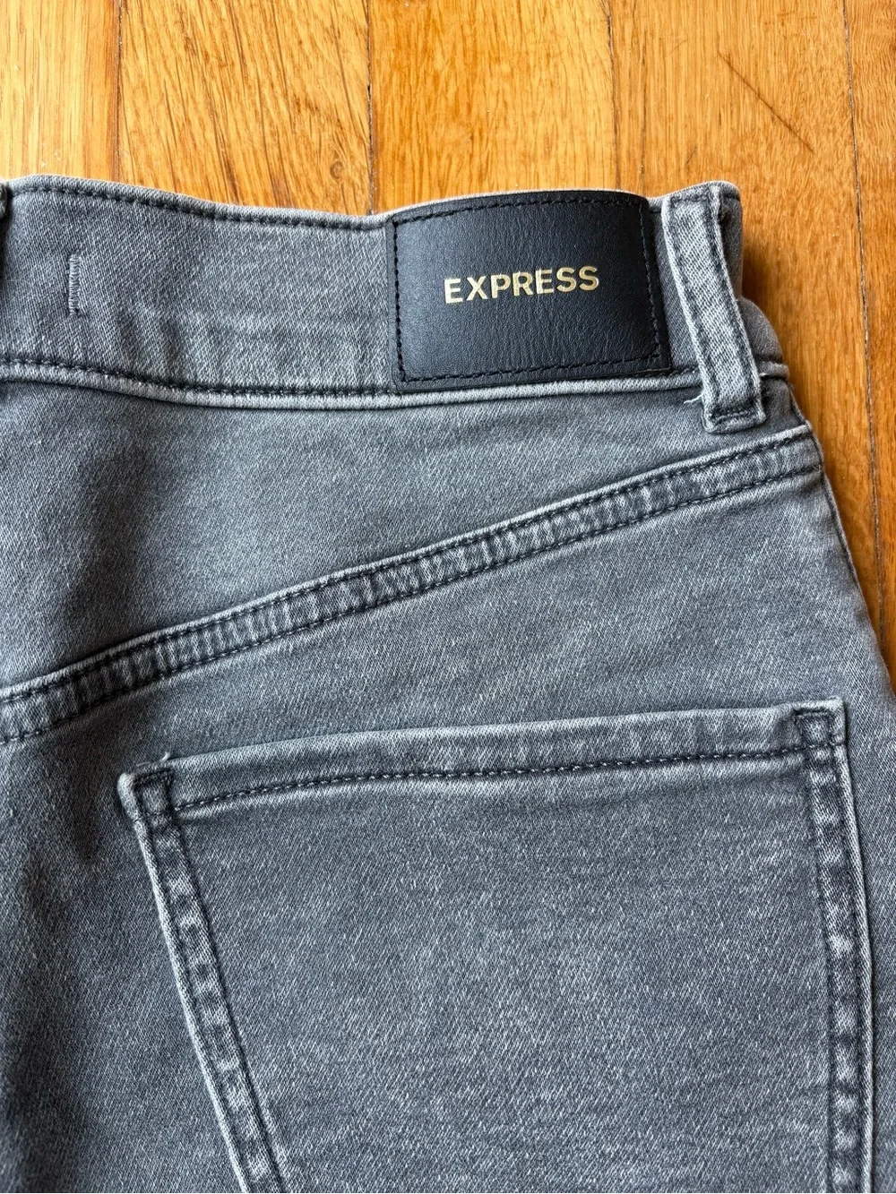 Express High Waist Gray Denim Cutoff Shorts Washed Faded Black Jeans 2 Highrise